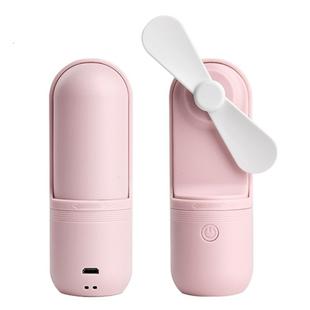 USB Charging Handheld Mini Folding Fan Desktop Fan(Pink)