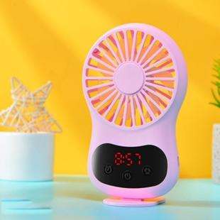 Multifunctional Clock Small Fan Creative Desktop Mini USB Fan(Pink)