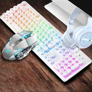 XINMENG 620 Punk Version Manipulator Feel Luminous Gaming Keyboard + Macro Programming Mouse + Headphones Set, Colour:Crystal White Mixed Light