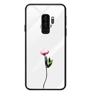 For Galaxy S9 Plus Mobile Phone Cover Glass Painted Soft Case Edge TPU Mobile Cover Case(Flower)