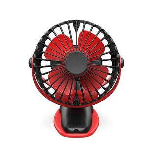 360 Degree -Round Rotation Mini Cooling Air Fan 4 Speed Adjustable Portable USB Rechargeable Desktop Clip Fan(Black)