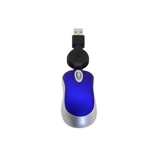 Mini Computer Mouse Retractable USB Cable Optical Ergonomic1600 DPI Portable Small Mice for Laptop(Blue)