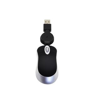 Mini Computer Mouse Retractable USB Cable Optical Ergonomic1600 DPI Portable Small Mice for Laptop(Black)