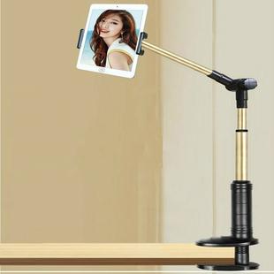360 Degree Rotation Lazy Mount Folding Long Arm Phone Stand Holder for 4-14 Inch Tablet & Phone(Black Gold)