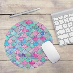 Watercolor Shiny Mermaid Scale Small Round Office Non-slip Mouse Pad, Size:22 × 22cm without Lock(Figure 2)