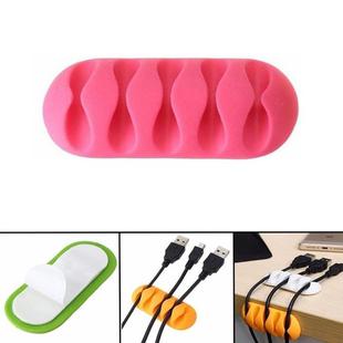 10 PCS Pasteable Five-hole TPR Wire Storage Organizer Data Cable Holder(Pink)