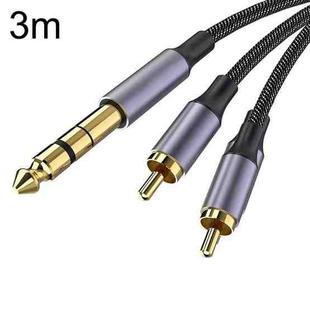 3m Gold Plated 6.35mm Jack to 2 x RCA Male Stereo Audio Cable