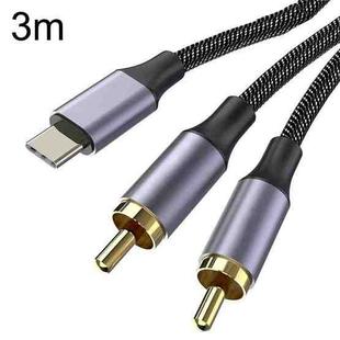 3m Gold Plated Type-C/USB-C Jack to 2 x RCA Male Stereo Audio Cable