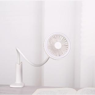 Portable USB Fan Flexible with LED Light 2 Speed Adjustable Cooler Mini Fan Handy Small Desk Desktop USB Cooling Fan(White)