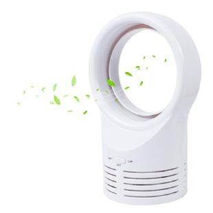 Bladeless Mini Fan Round Desktop Leafless Fan Air Cooling Fan Air Cooler, Style:UK Plug(White)