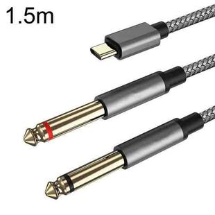 1.5m Gold Plated Type-C/USB-C Jack to 2 x 6.35mm Male Stereo Audio Cable