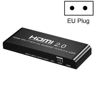 HW-204 HDMI 2.0 1 into 4 High-Definition Video Distributor, Style:EU Plug(Black)