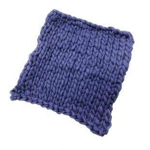 50x50cm New Born Baby Knitted Wool Blanket Newborn Photography Props Chunky Knit Blanket Basket Filler(Tibetan Blue)
