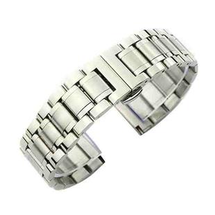 22mm Steel Bracelet Butterfly Buckle Five Beads Unisex Stainless Steel Solid Watch Strap, Color:Silver