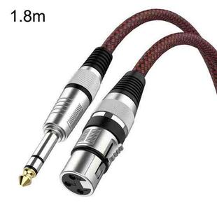 1.8m Red and Black Net TRS 6.35mm Male To Caron Female Microphone XLR Balance Cable