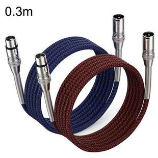 2pcs LHD010 Caron Male To Female XLR Dual Card Microphone Cable Audio Cable 0.3m(Red + Blue)