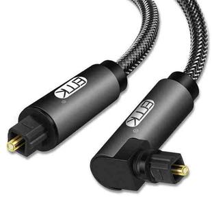 EMK 90 Degree Swivel Adjustable Right Angled 360 Degrees Rotatable Plug Nylon Woven Mesh Optical Audio Cable, Cable Length:5m(Black)