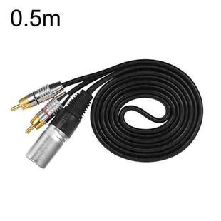 XLR Male To 2RCA Male Plug Stereo Audio Cable, Length:, Length:0.5m