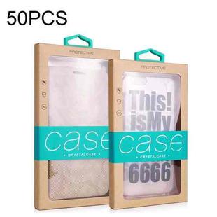 50 PCS Kraft Paper Phone Case Leather Case Packaging Box, Size: L 5.8-6.7 Inch(Cyan)