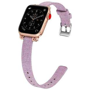 Nylon Canvas Beaded Watch Band For Apple Watch Series  6&SE&5&4 40mm / 3&2&1 38mm(Light Purple)