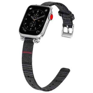 Nylon Canvas Beaded Watch Band For Apple Watch Series  6&SE&5&4 40mm / 3&2&1 38mm(Black Gray)