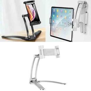 Multifunctional Mobile Phone Tablet Wall Hanging Desktop Aluminum Alloy Holder with Wall Base(Silver Gray)