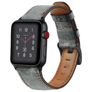 Vintage Oil Wax Cowhide Watch Band For  Apple Watch 6&SE&5&4 44mm / 3&2&1 42mm(Gray)