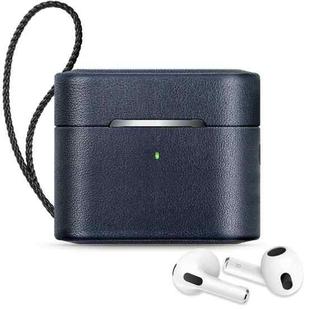 Wireless Earphone Protective Shell Leather Case Split Storage Box For Airpods 3(Deep Blue)