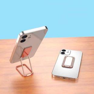 Metal Car Mobile Phone Folding Bracket Ring Buckle Paste Bracket,Style: Square(Rose Gold)