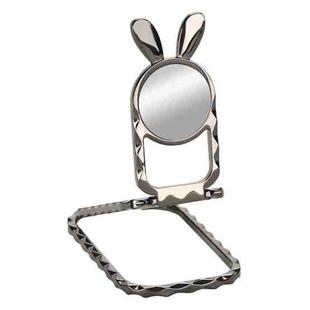 Metal Car Mobile Phone Folding Bracket Ring Buckle Paste Bracket,Style: Rabbit(Black)
