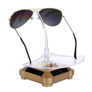 Solar 360 Degree Rotating Turntable Colorful Lights Glasses Display Stand(Gold)