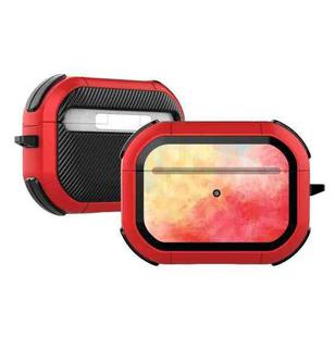 Watercolor Print Flip Headphone Protective Cover for AirPods Pro(Red)