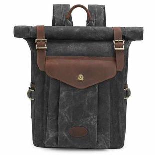 Outdoor Rucksack Retro Crazy Horse Leather Camera Backpack Waterproof School Bag(Deep Gray)