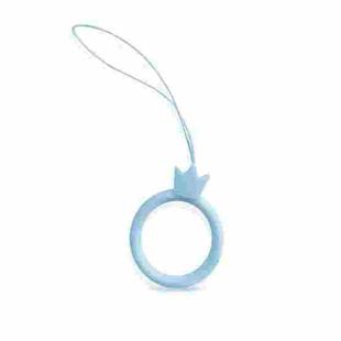 10pcs Crown Model Finger Ring Silicone Cell Phone Lanyard U Disk Rope(Sky Blue)