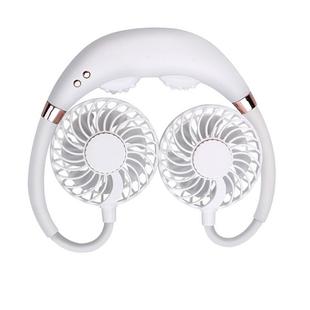 Lazy Portable Folding Massage Sports Mini Hanging Neck USB Charging Fan(White)