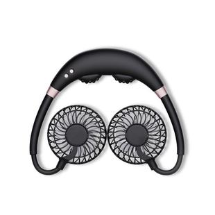 Lazy Portable Folding Massage Sports Mini Hanging Neck USB Charging Fan(Black)