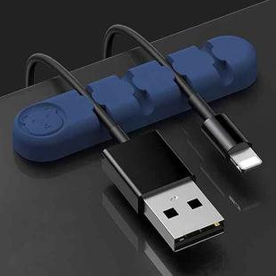 5 PCS 4 Holes Bear Silicone Desktop Data Cable Organizing And Fixing Device(Dark Blue)