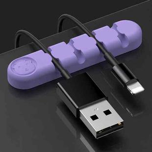 5 PCS 4 Holes Bear Silicone Desktop Data Cable Organizing And Fixing Device(Lilac Purple)