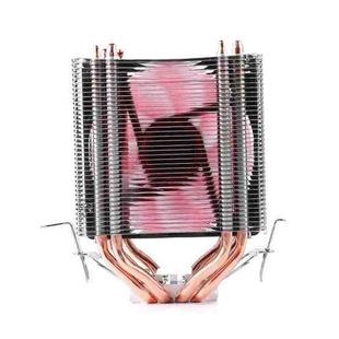 Desktop Computer 4 Copper Tube CPU Radiator Super Quiet Red Light 3-pin Single Fan