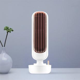 Retro Humidification Tower Fan USB Leafless Fan Water Cooling Spray Humidification Desktop Fan Cooler(White)