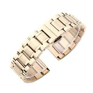 16mm Steel Bracelet Butterfly Buckle Five Beads Unisex Stainless Steel Solid Watch Strap, Color:Rose Gold