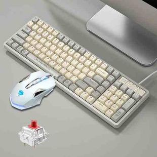 LANGTU GK102 Hot Plugs Red Shaft Backlight Mechanical Keyboard Mouse Set(Beige Knight)