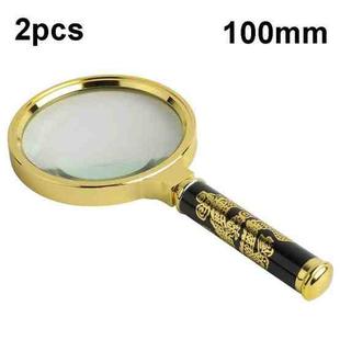 2pcs Elderly Reading Books Handheld Magnifier, Diameter:100mm(Non-removable Handle)