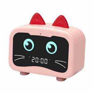 Creative Smart Wireless Mini Bluetooth Speaker Portable Computer Subwoofer Speaker with Alarm Clock(Cute Cat-Pink)