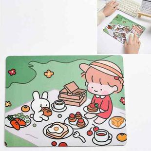 5 PCS Creative Cute Cartoon Rabbit Girl Mouse Pad Laptop Student Mouse Pad(Eating)