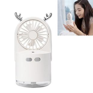 Indoor Cute Creative Desktop Humidifier Water Meter Cooling Mini Deer Spray Fan(White)