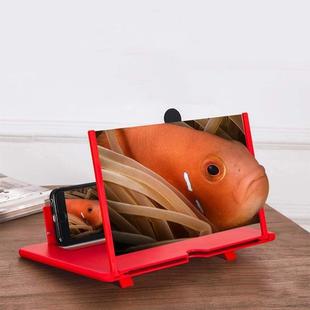 Pull-out Mobile Phone Screen Magnifier 3D Video Desktop Mobile Phone Holder, Size:10 inch(Red)