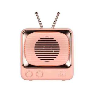 DW02 TV Shape Retro Bluetooth Wireless Speaker Mini Portable Card Audio(Pink)