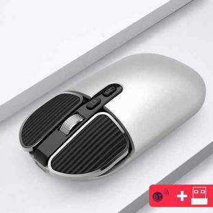 M203 2.4Ghz 5 Buttons 1600DPI Wireless Optical Mouse Computer Notebook Office Home Silent Mouse, Style:2.4G+Bluetooth(Silver)