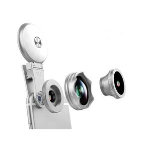 4 in 1 Wide Angle + Macro + Fisheye + Fill Light Mobile Phone SLR Camera Lens(Silver)
